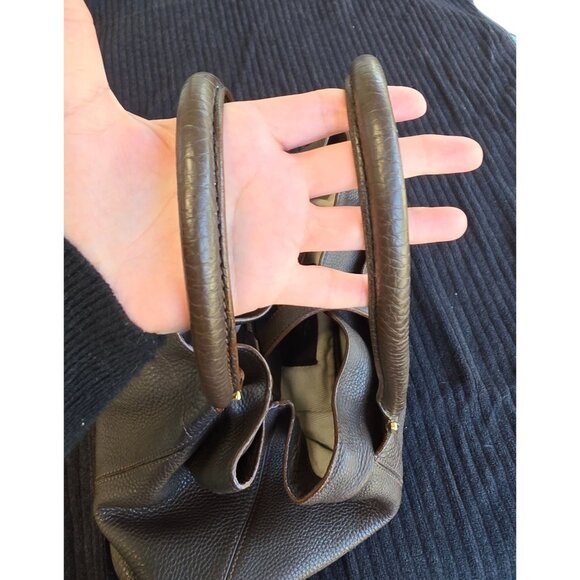 Loro Piana Womens Brown Pebbled Leather Shoulder Bag With Double Strap & Inner Z - Picture 12 of 15